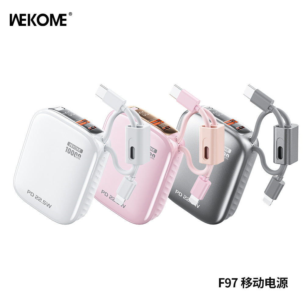 WEKOME new power bank 3c certification, mini power bank can be carried by aircraft, fast charging comes with its own cable power bank