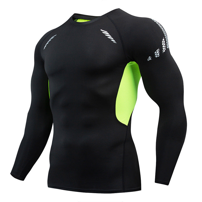 2025 new spot quick-drying breathable outdoor running sports compression tight fitness training printed long-sleeved top