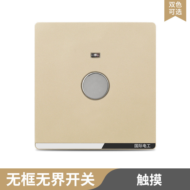 International Electrician 86 type concealed large board gray household porous wall power supply one open five hole switch socket panel