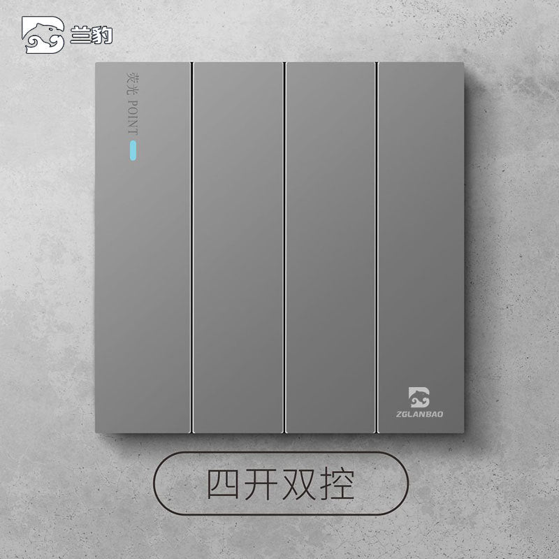 Wholesale Household Dark Grey Five-hole Socket 86 Concealed Two and Three Poles One Open Single Double Control Plug Switch Panel
