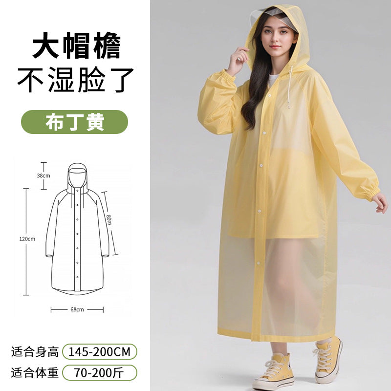 Adult non-disposable long raincoat, outdoor travel, mountaineering and hiking, thickened whole body rainstorm-proof poncho with brim