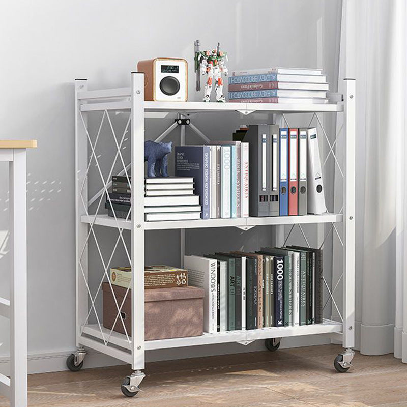 Household Shelf Household Floor Storage Rack Kitchen Multi-layer Carbon Steel Folding Storage Rack Installation-free Shelf