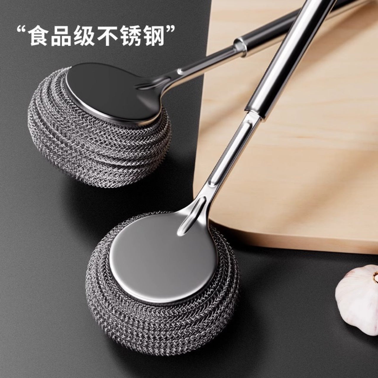 Japanese pot brush household brush pot artifact kitchen supplies decontamination descaling washing pot cleaning brush plus long handle steel wire ball