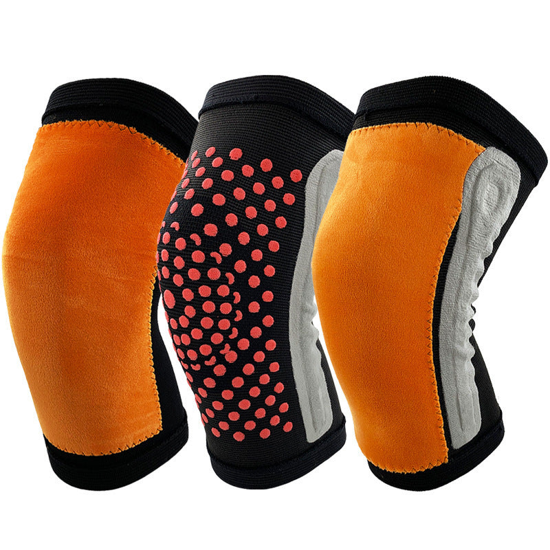 Knitted nylon warm knee pads autumn and winter sports cold protection leg pads gold fleece lined with fleece spring support anti-sprains
