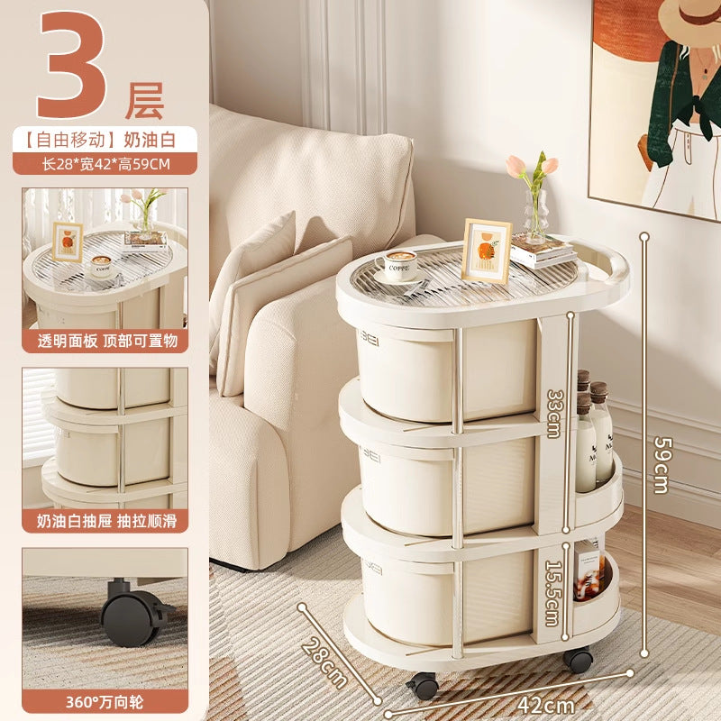 Household trolley rack Snack beverage storage rack Living room bedroom with wheels Convenient multi-layer finishing storage rack
