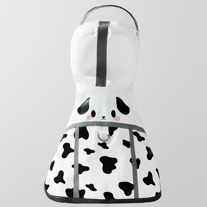 Dog rainy day four-legged waterproof three-dimensional dinosaur bag tail dog teddy poncho medium and large dog golden retriever pet raincoat