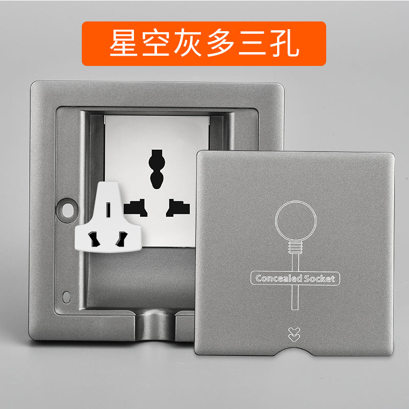 Type 86 embedded inner recessed socket invisible wall switch panel refrigerator TV hidden plug national standard five holes