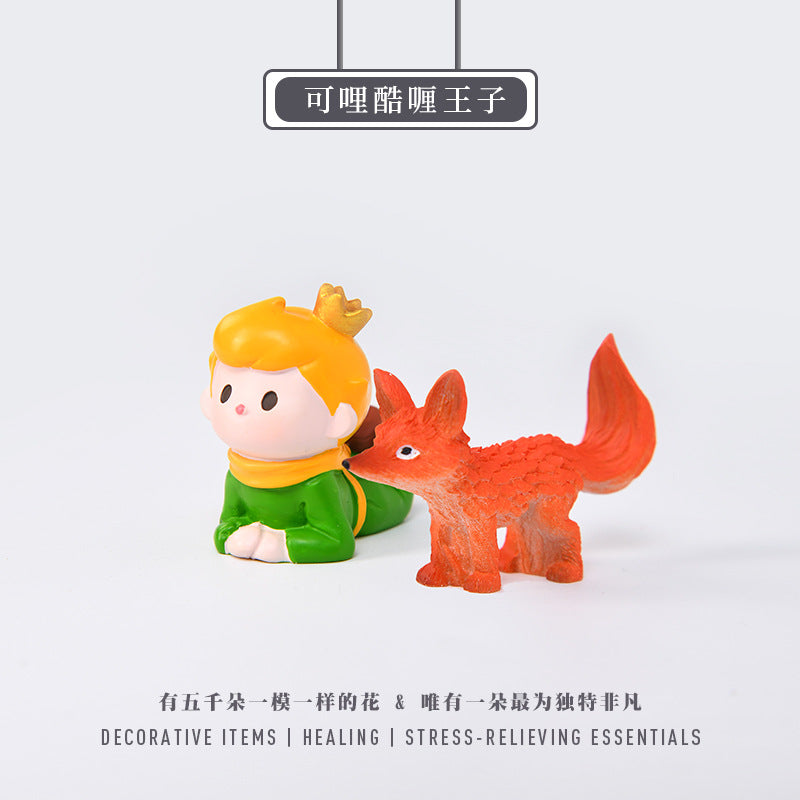 Creative and cute handmade ornaments Car desktop Home decoration Resin handicrafts Prince take flower small ornaments