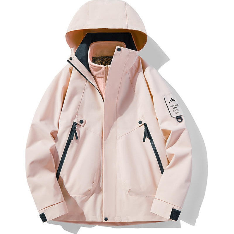 Jacket three-in-one men's fleece two-piece set removable sports outdoor windproof waterproof cold-proof warm jacket women