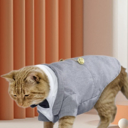 Pet cat fashion tuxedo suit holiday kitten shirt clothes wedding dress with bow tie cat dress