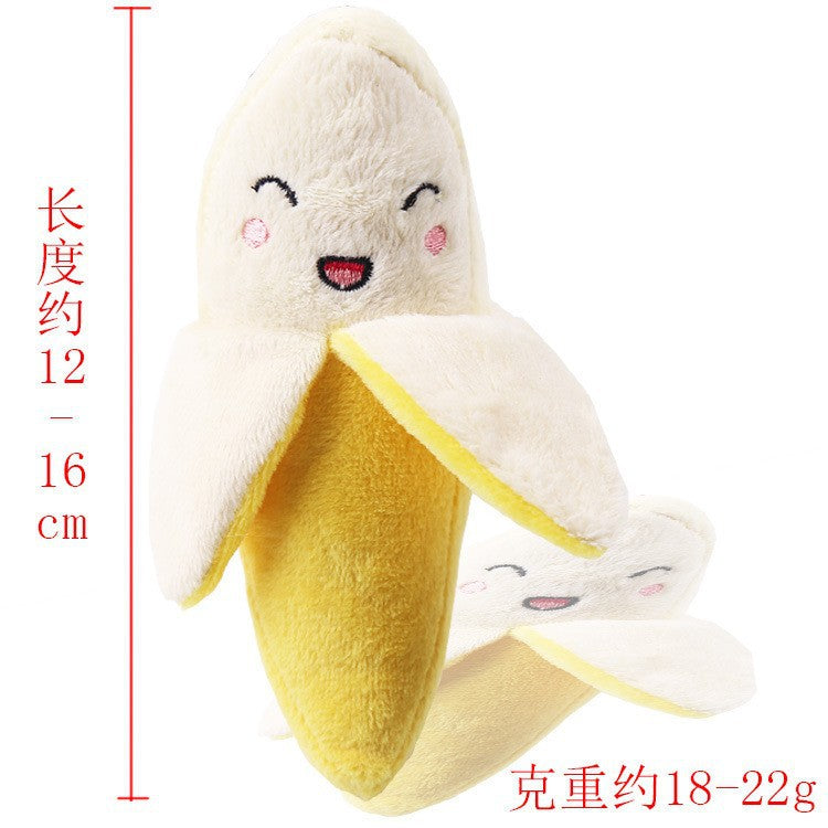 Plush dog French bulldog bite resistant ball rope sounding toy fruit cartoon animal cat cat pet supplies