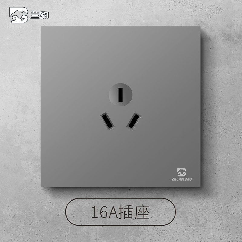 Wholesale Household Dark Grey Five-hole Socket 86 Concealed Two and Three Poles One Open Single Double Control Plug Switch Panel