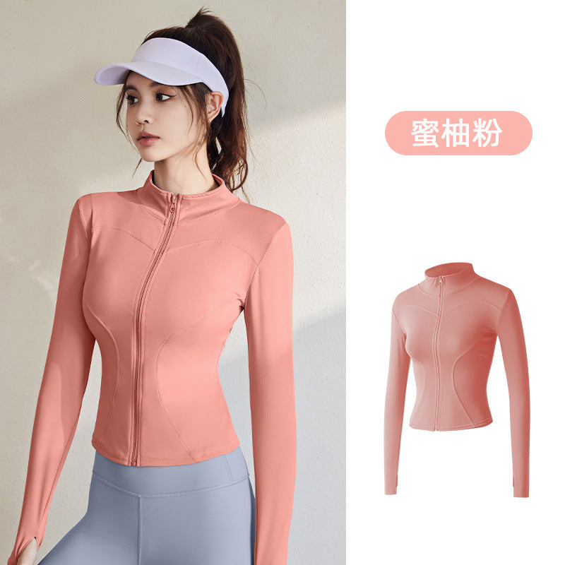 Juyitang Spring and Autumn Sports Jacket Women's Long Sleeve Tights Running Fitness Yoga Clothing Top Jacket