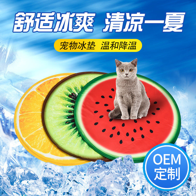 Round Fruit Pet Cooling Cushion Dog Pet Ice Cushion Teddy Bite-resistant Cat Mat Summer Cooling Daily Necessities