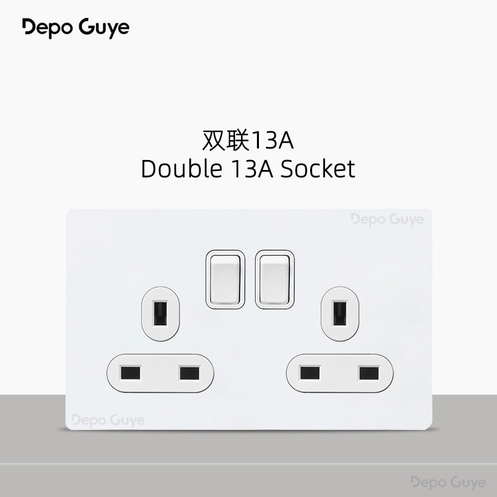 Foreign trade simple wind stainless steel switch panel 86 type concealed Hong Kong and Macao British standard European socket brass lever