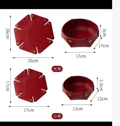 Large-capacity high-end sugar box fruit plate leather desktop storage box foldable wedding housewarming home daily dried fruit plate