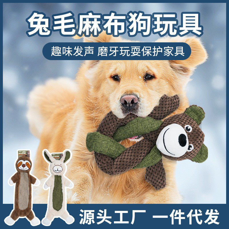 Amazon dog sound toy self-hi to relieve boredom, molar teeth, bite-resistant rabbit plush medium and large dog pet products