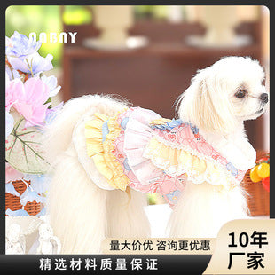 Ambeni Dog Clothes Autumn and Winter Lolita Pet Dress Small Dog Yorkshire Maltese Wholesale