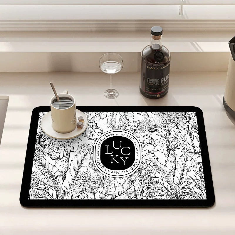 Cross border temu European style retro floral diatom mud kitchen drain mat home dining table countertop dirt resistant insulated table mat