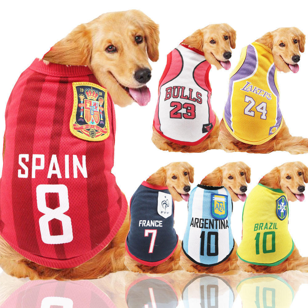 Dog Clothes World Cup Jerseys Thin Medium Large Dog Golden Retriever Teddy Bigbear Husky Samo Corgi Summer Clothing