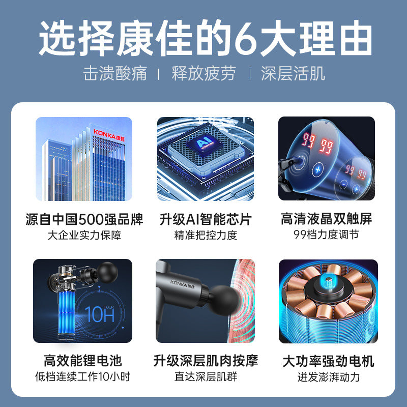 Konka Fascia Gun Massager Whole Body Muscle Relaxation Multi-gear Intelligent Electric Massage Gun Fascia Grabs High Power