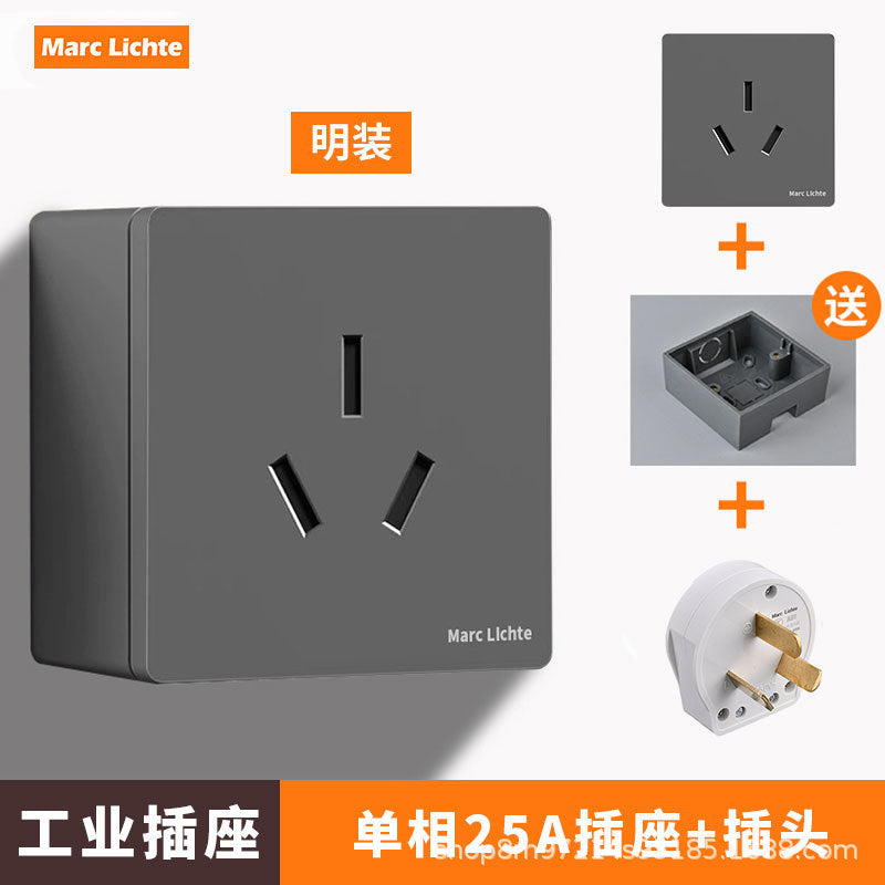 Type 86 gray 25A three-hole socket plug three-pin 25-amp air conditioner socket water heater high-power wall socket