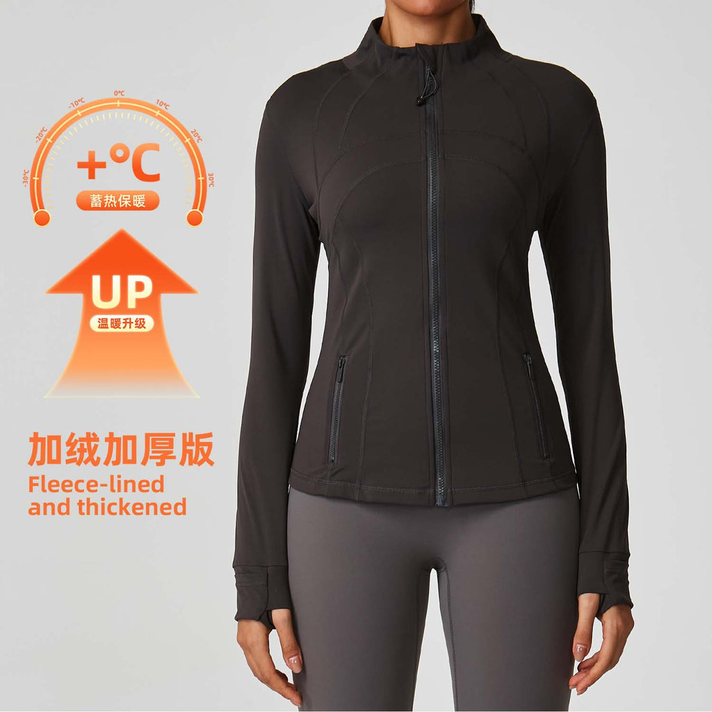 LuluID blazer jacket women's defined outdoor slim stand-up cardigan zip yoga suit top