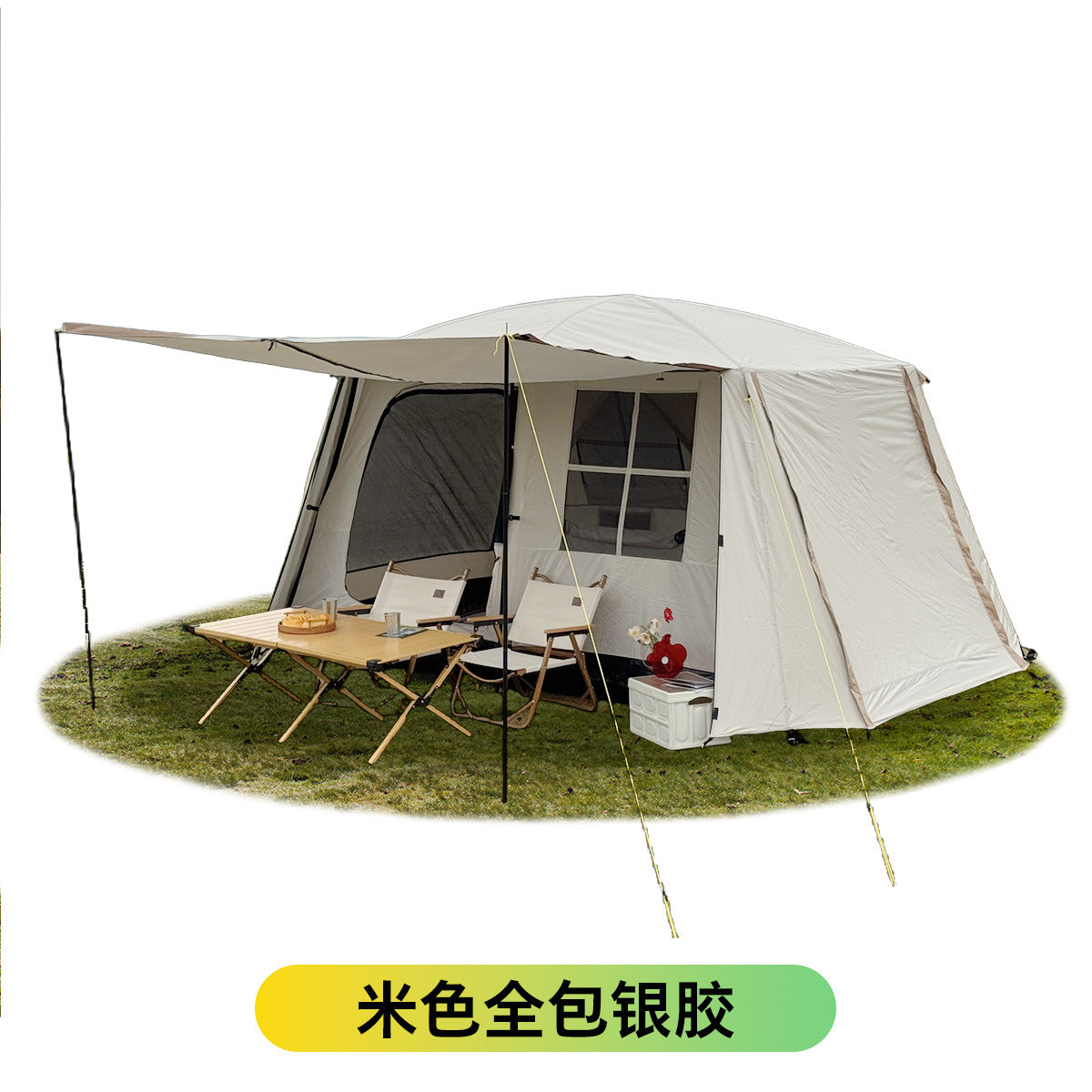096 full series outdoor tent two bedrooms and one living room folding portable sunscreen waterproof 3-12 people camping tent