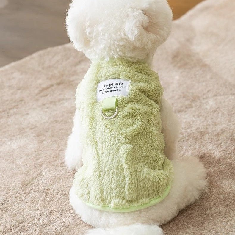 Puppy dog clothes can be towed, autumn clothes, teddy, Bigbear, Pomeranian, cat, small dog cotton-padded clothes, velvet to keep warm and prevent hair loss