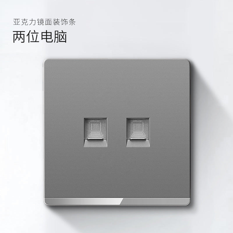 International plug, electrician switch socket 86 Household gray one-open 5-hole USB porous wall concealed panel