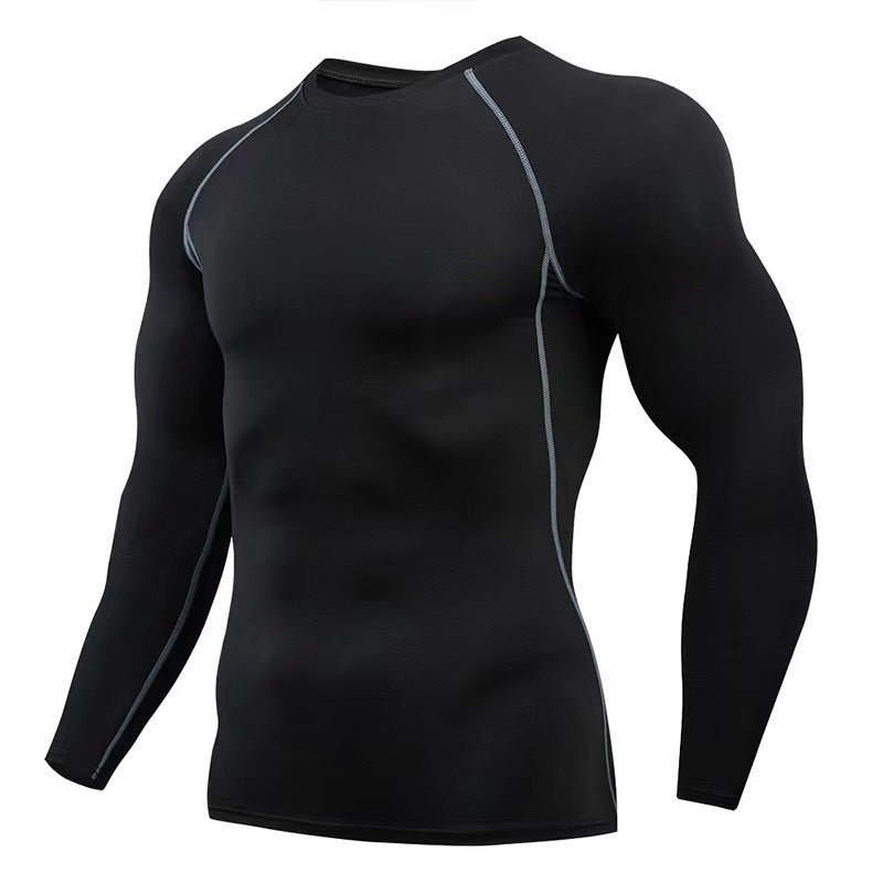 Cross-border men's quick-drying fitness clothes, long-sleeved outdoor running sports suits, tights, training bottoms, sportswear