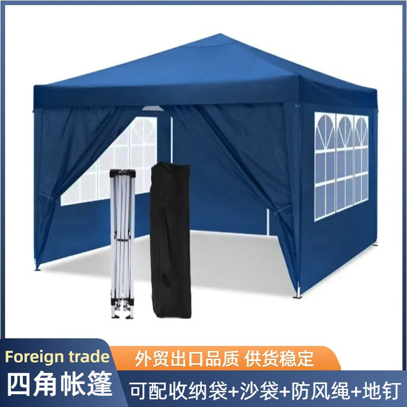 Cross-border foreign trade four-corner folding tent 12kg hollow frame outdoor activities sun protection rain awning with surrounding cloth