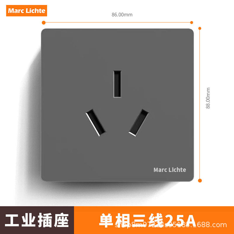 Type 86 gray 25A three-hole socket plug three-pin 25-amp air conditioner socket water heater high-power wall socket