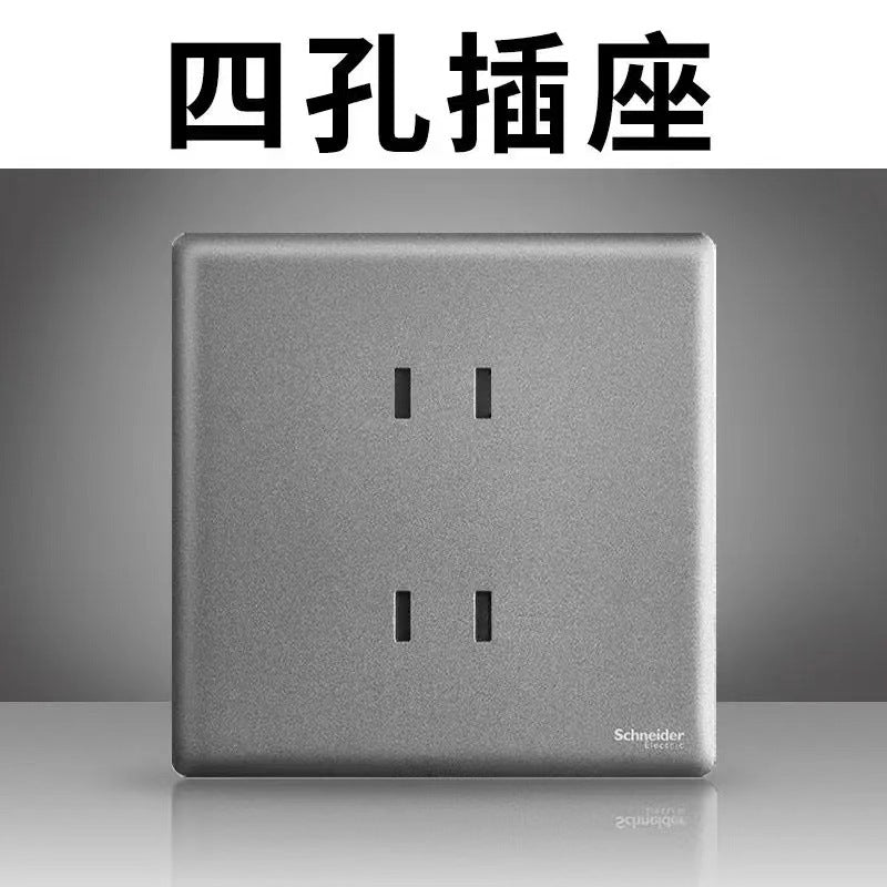 Schneider switch socket panel one open double control five holes smoke cloud ash wall usb plug Zhenbo series USB