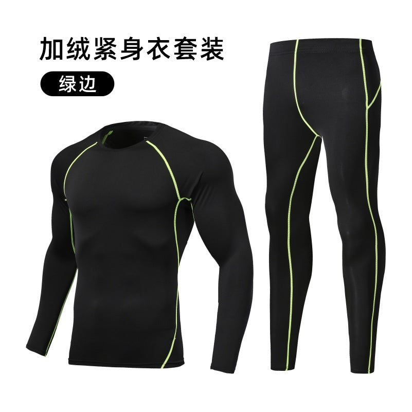 Sports tight suit, quick-drying moisture-absorbing football suit, running base, long-sleeved outdoor velvet thermal high-elastic cycling suit