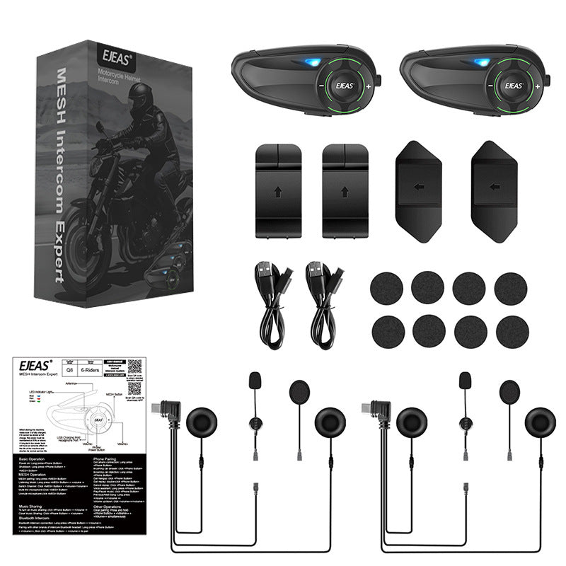 EJEAS Motorcycle Helmet Headset Mesh3.0 Mesh Intercom Technology 1000M Intercom Distance Support Co-tone
