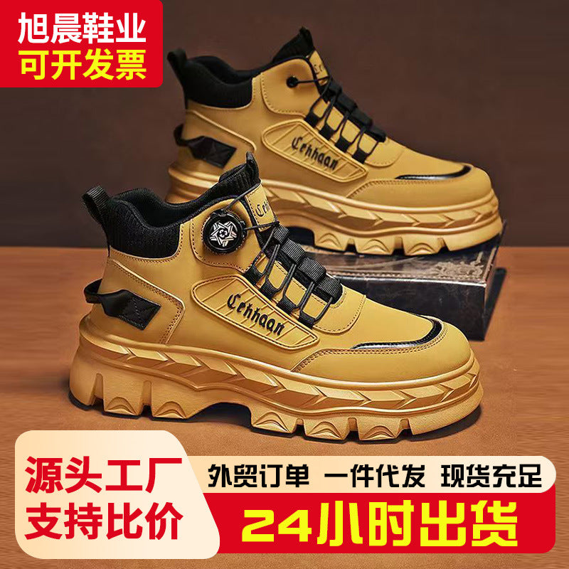 Cross-border wholesale Spring and Autumn new high-top casual sports trendy shoes thick-soled non-slip outdoor tooling Martin boots men's shoes