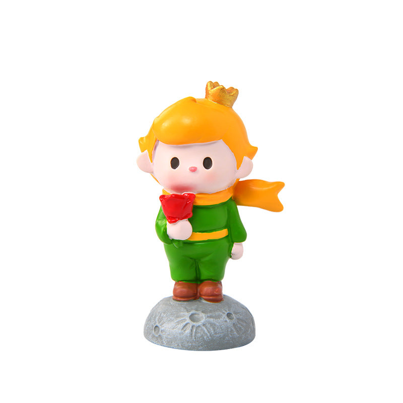 Creative and cute handmade ornaments Car desktop Home decoration Resin handicrafts Prince take flower small ornaments