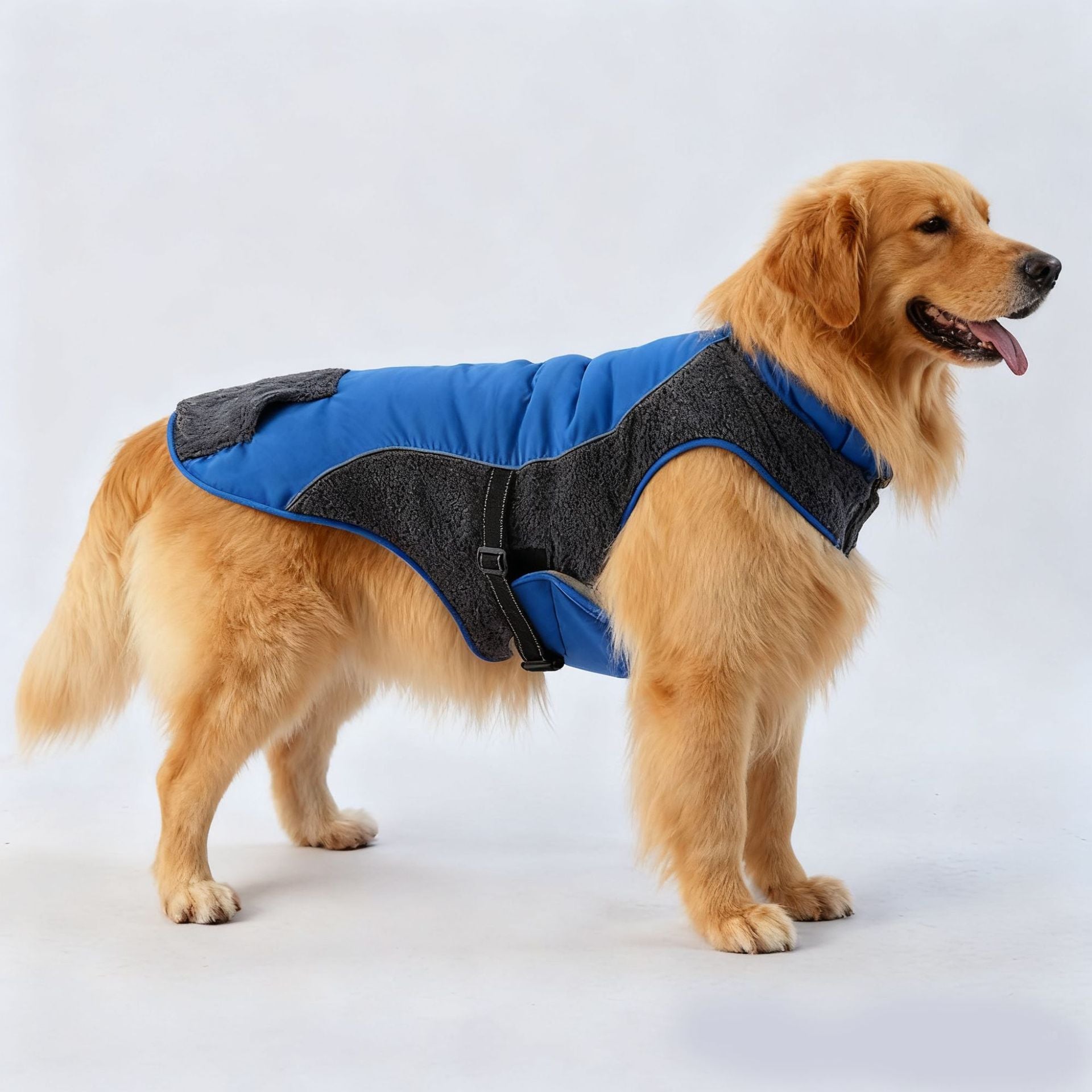 Cross-border popular pet autumn and winter clothes windproof and cold-proof puppy jacket integrated chest and back can pull dog cotton-padded clothes
