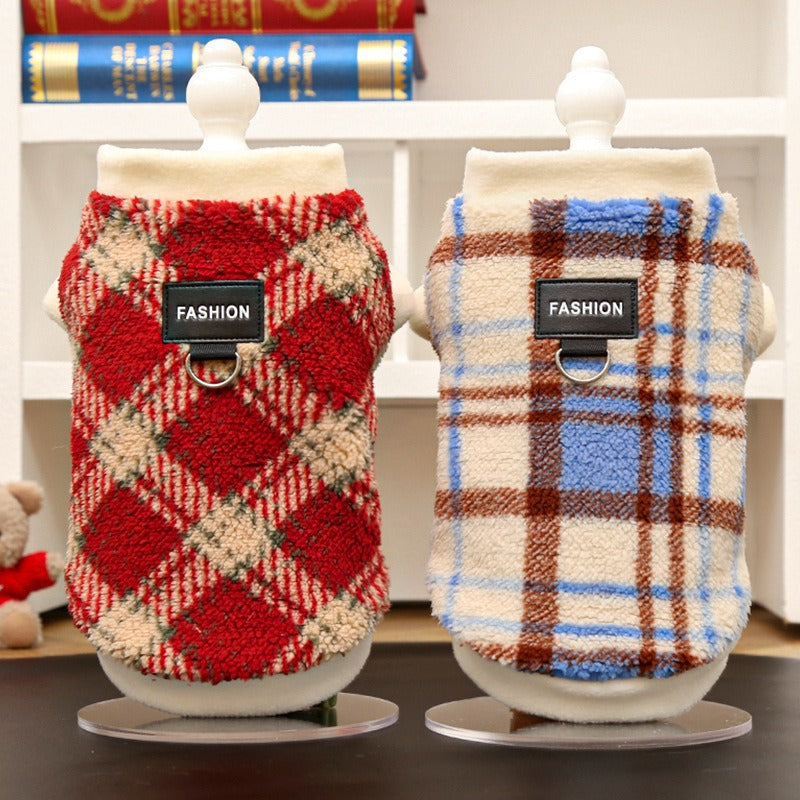 Cat and dog clothes Cat and dog small dog Bigbear teddy autumn and winter warm rainbow striped fleece vest traction can be wholesale