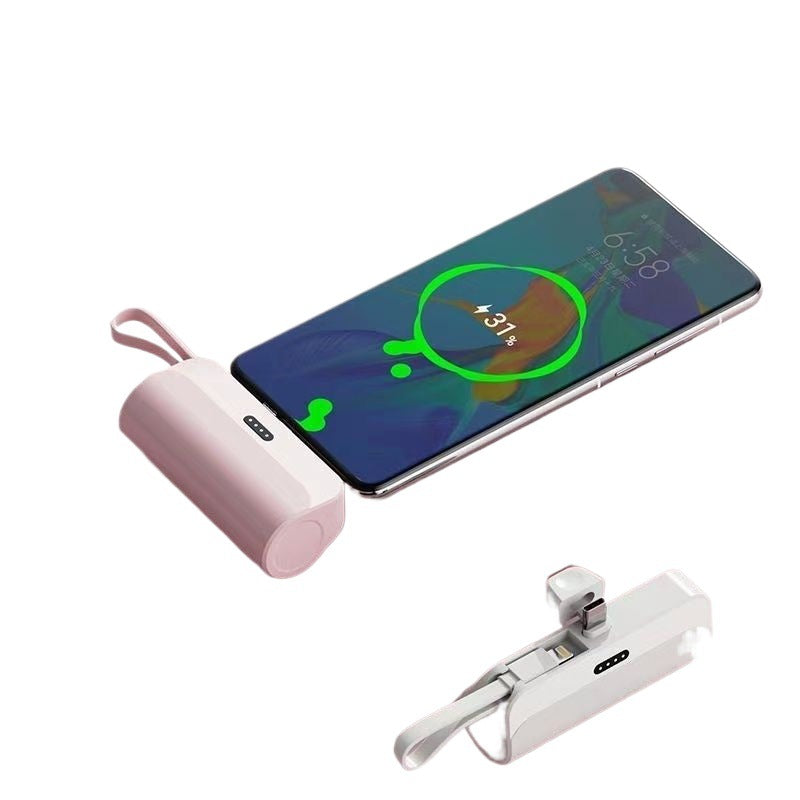 Mobile Power Bank Portable Mini Belt Cable 10000mAh Suitable for Huawei Apple Android Mobile Phone Capsule Power Bank