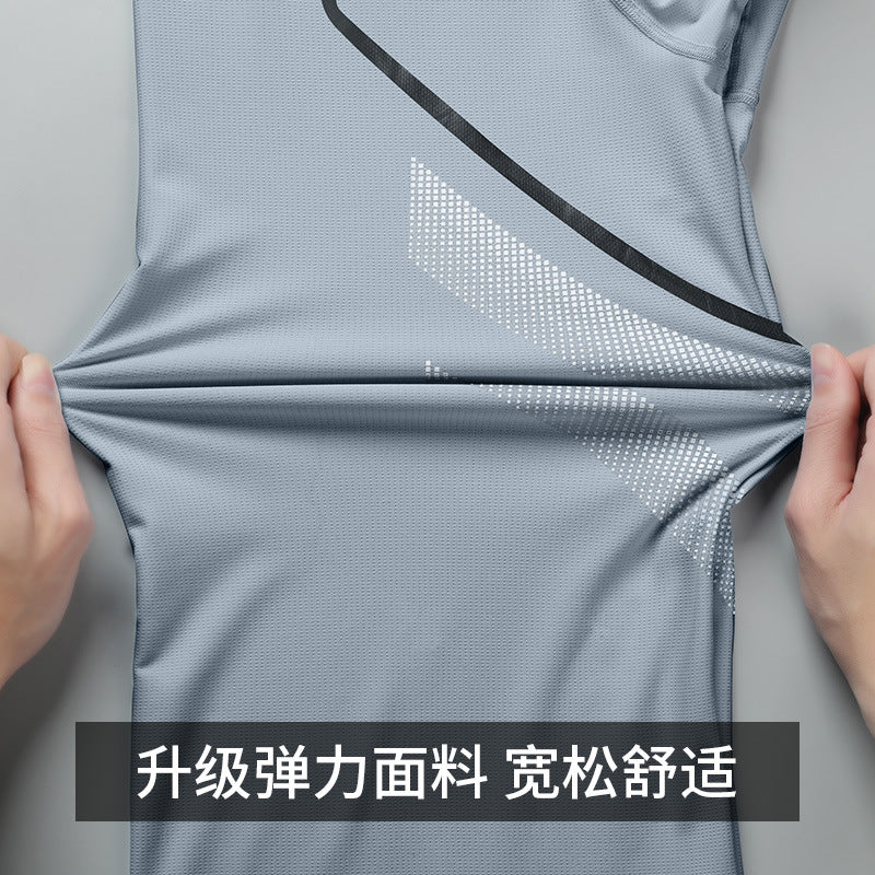 Ice silk sportswear suit men's running quick-drying clothes t-shirt short-sleeved shorts summer fitness football training clothes equipment