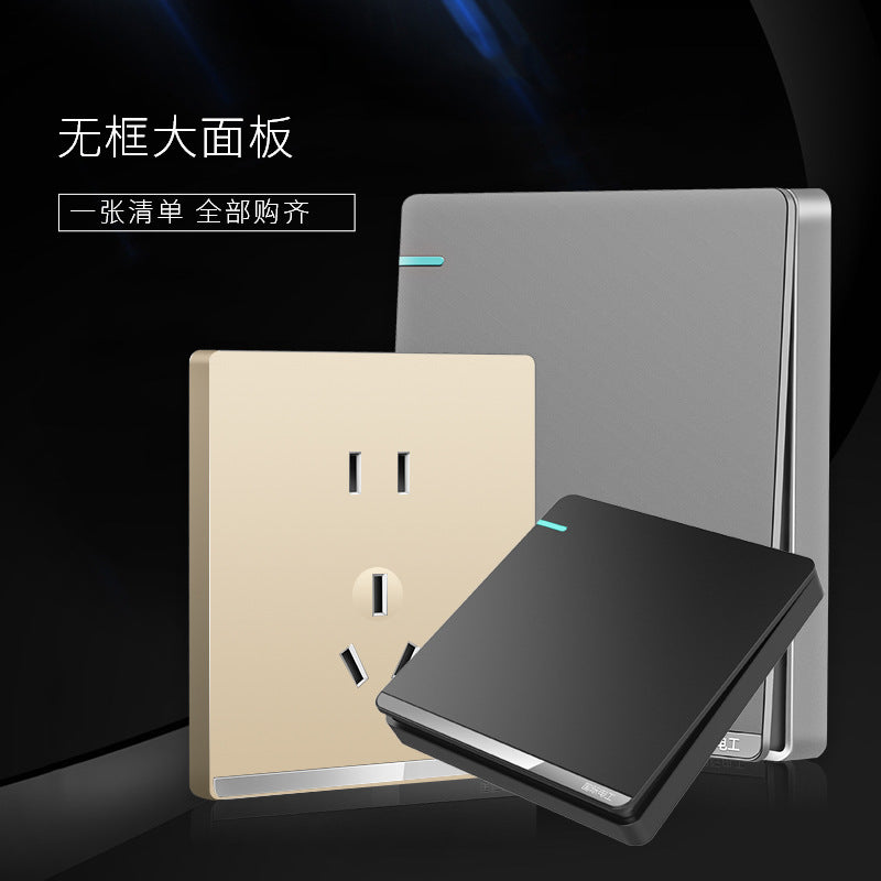 International plug, electrician switch socket 86 Household gray one-open 5-hole USB porous wall concealed panel