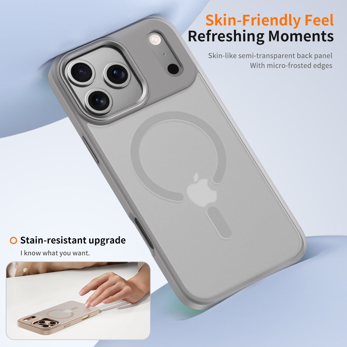 Skin-sensitive magnetic case is suitable for iPhone17propromax mobile phone case, transparent and anti-drop Apple 16Pro protective case.