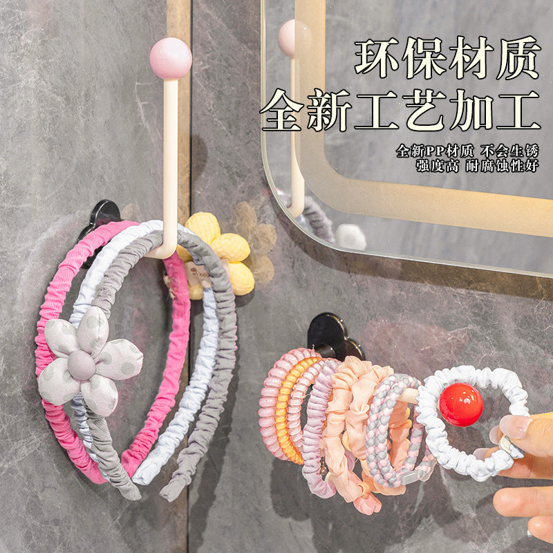 Dopamine free punching hook hair band storage rack bathroom storage artifact home hair rope hair accessories headband storage rack