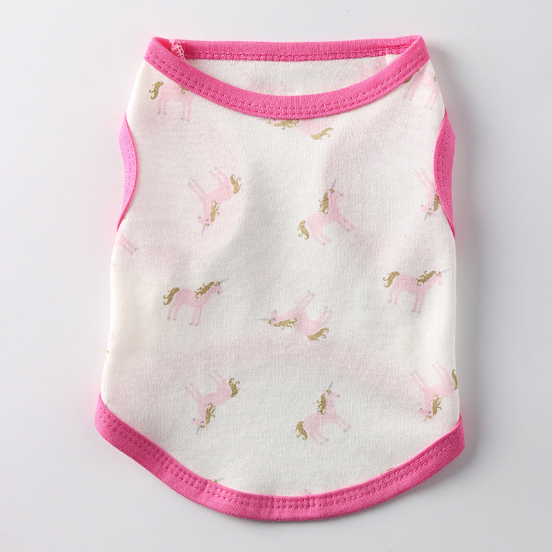 Cat and dog clothes summer vest cotton thin teddy Pomeranian small dog cat British short blue and white handsome breathable anti-hair loss