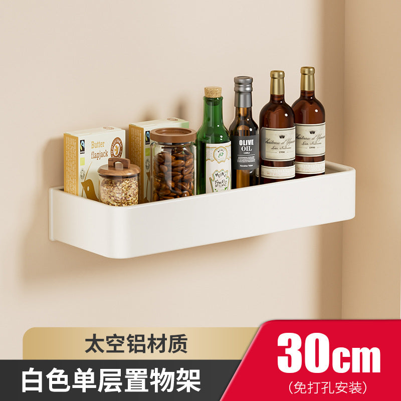 White space aluminum kitchen rack non-punching wall hanging seasoning rack kitchen supplies general merchandise storage rack