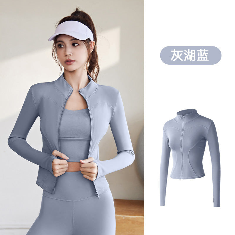 Juyitang Spring and Autumn Sports Jacket Women's Long Sleeve Tights Running Fitness Yoga Clothing Top Jacket
