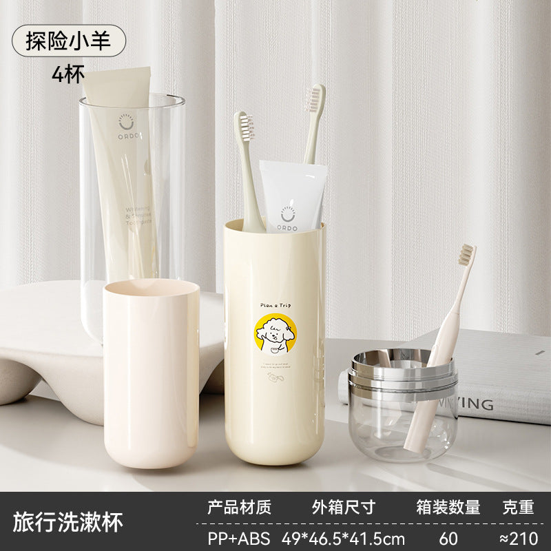 Travel Wash Set Portable Mouthwash Cup Toothbrush Cup Storage Box Student Dormitory Children's Three-piece Wash Cup