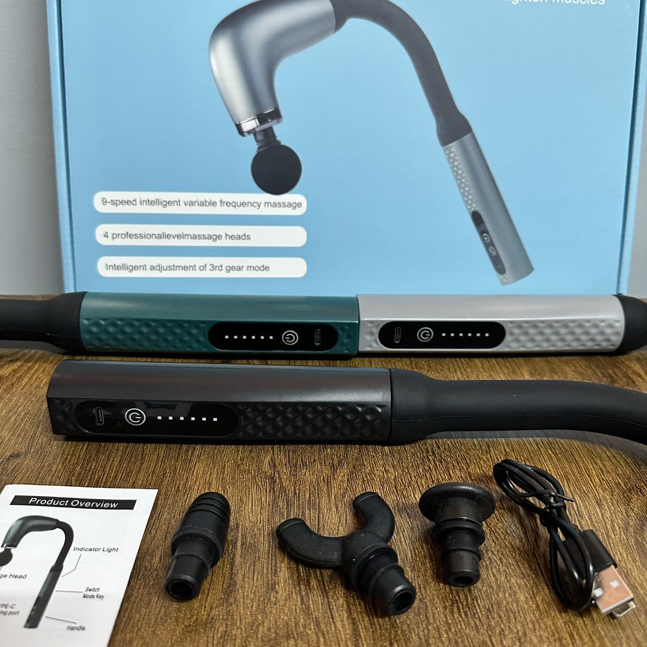 U-shaped curved hook fascia gun electric massage silent muscle relaxation fitness lengthened back beating LCD multi-gear wholesale